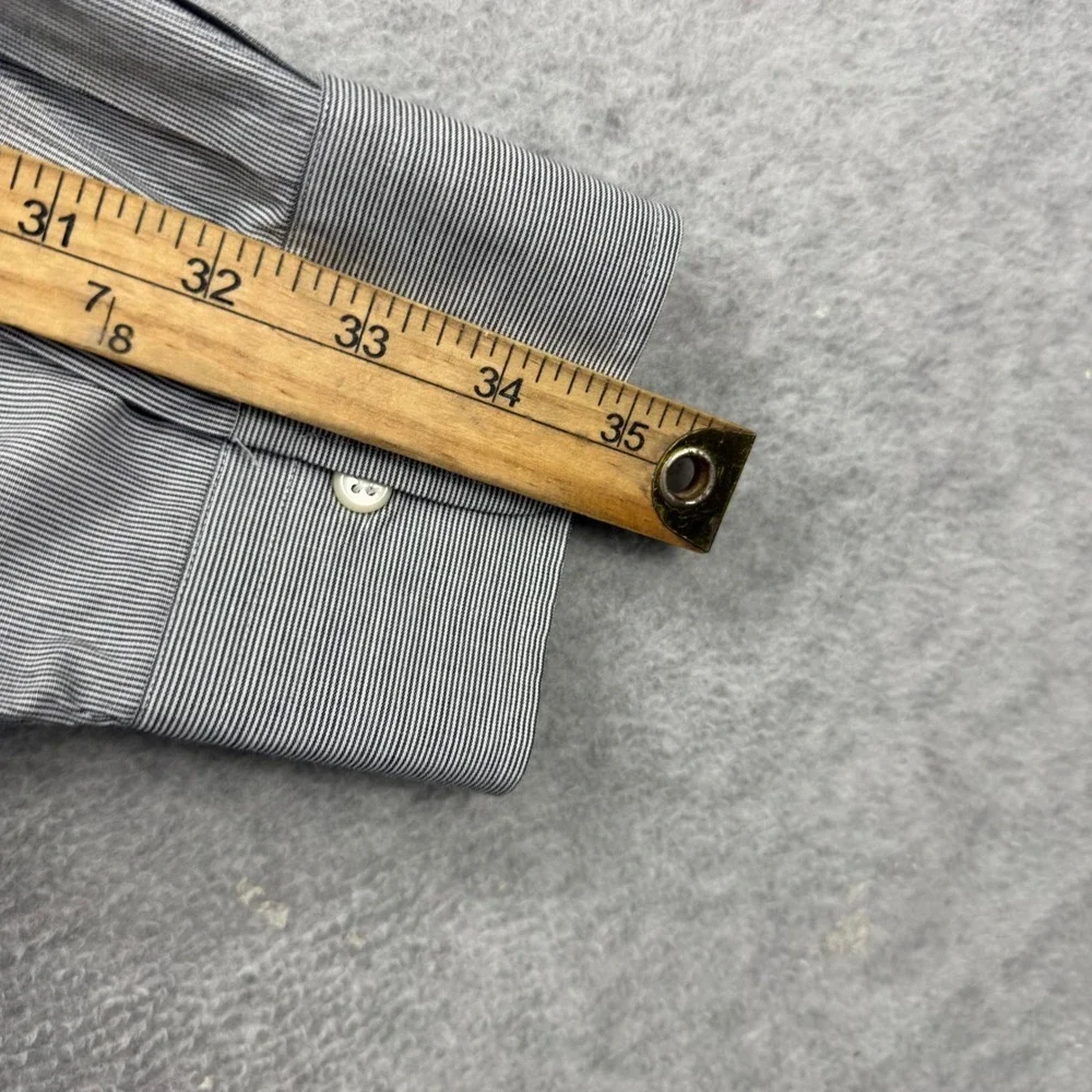 Polo Ralph Lauren Andrew‎ Shirt Mens 18 34/35 Grey Stripe Oxford Dress Retro Y2K